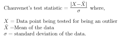 Test statistic formula for Chavenets criterion