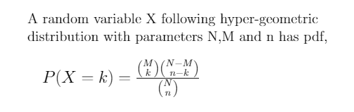 Hypergeometric probability distribution