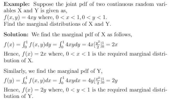 Example of finding marginal distribution for continuous random variable