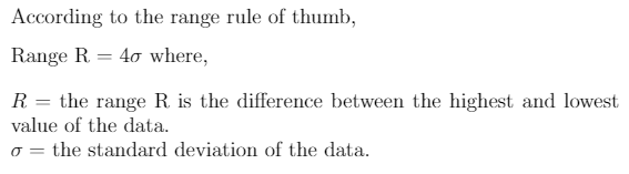 Statement of the range Rule of Thumb