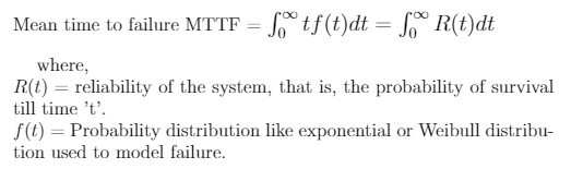 Formula for MTTF (mean time to failure in reliability theory)