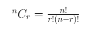 combination formula to calculate r out of n objects. For example we can calculate 5 choose 3