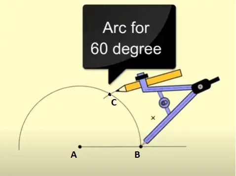 Constructing 60 degree angle Step 4
