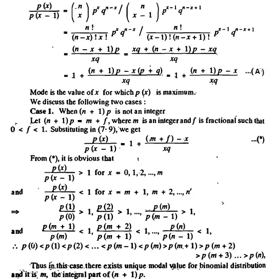 Mode of Binomial Distribution Proof Case 1