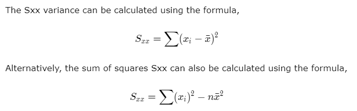 Sxx variance formula