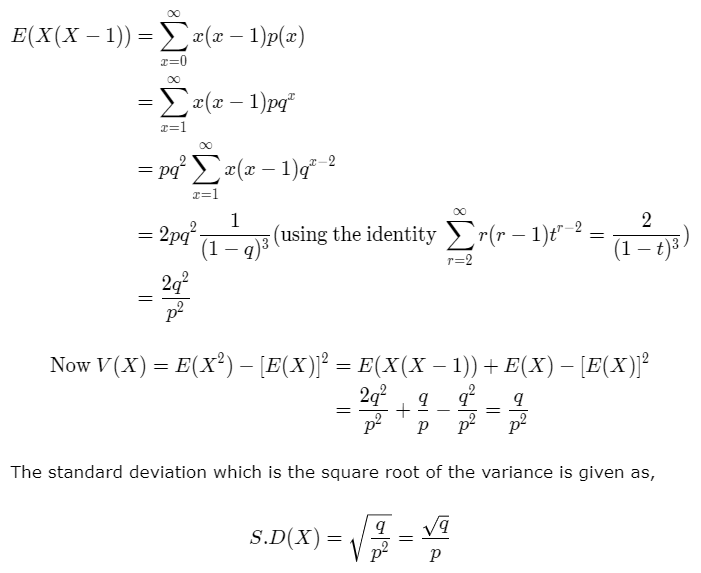 Proof of variance and standard deviation of geometric distribution